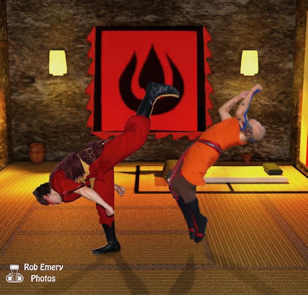 Aang fighting Zuko on the fire nation ship